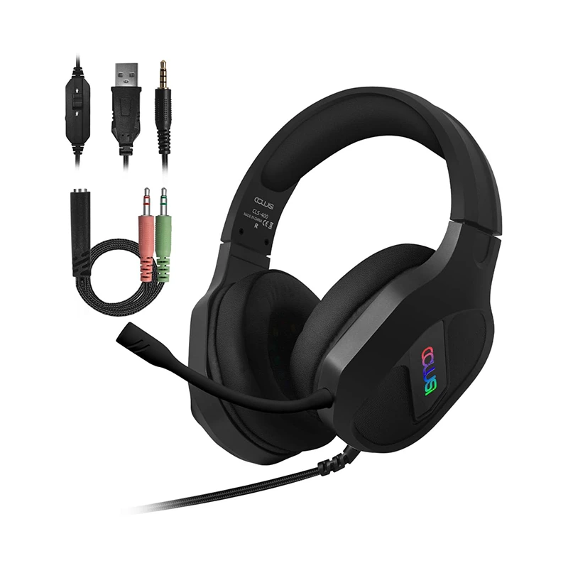 गेमिङ हेडसेट 3.5mm वायर्ड RGB समायोज्य