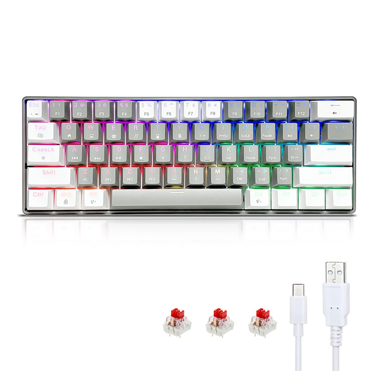 पोर्टेबल 60% RGB मेकानिकल गेमिङ किबोर्ड